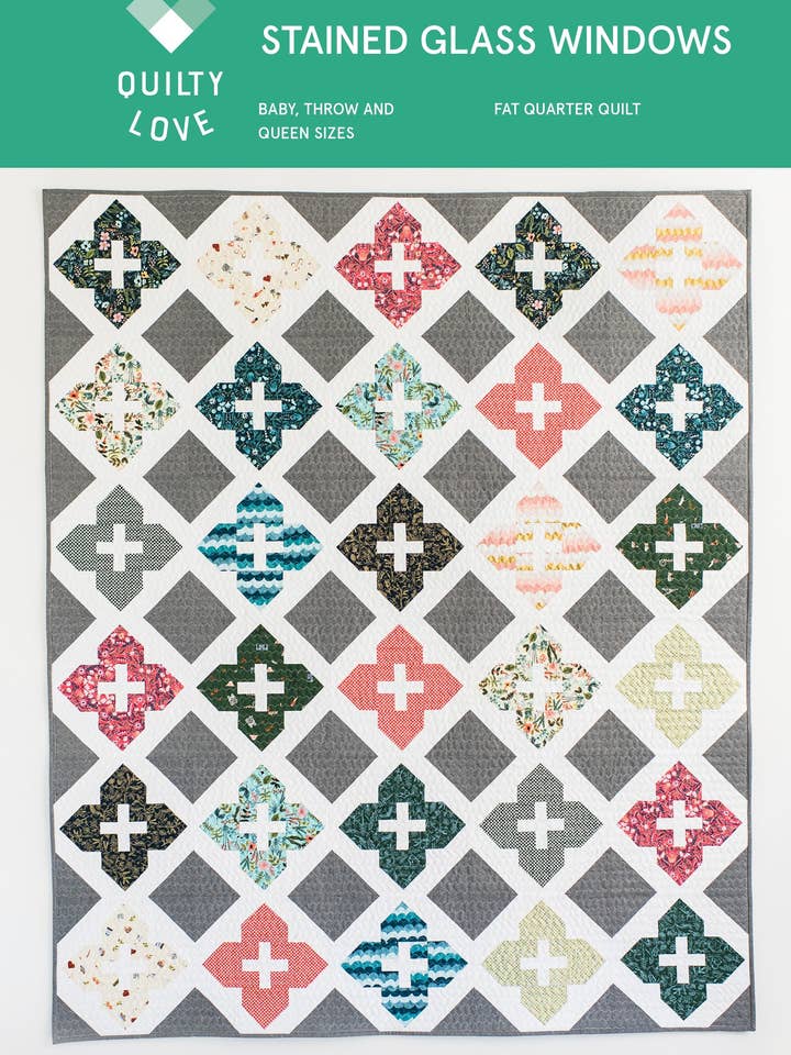 Stained Glass Windows PAPER Quilt Pattern for wholesale by Quilty Love