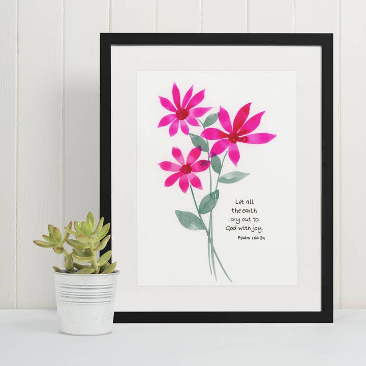 Psalm 100:2a Watercolor Illustration for wholesale by Mary Reichter