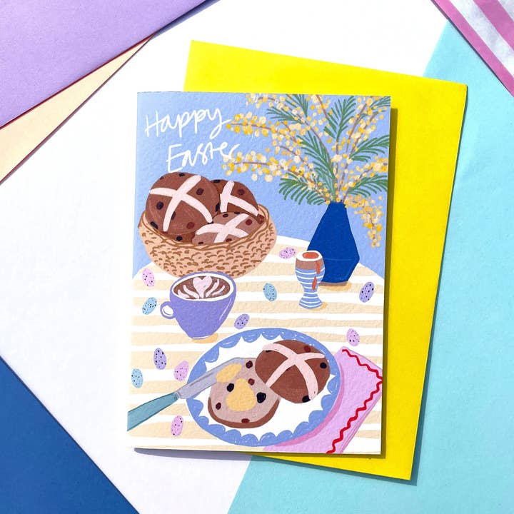 Happy Easter tablecape card for wholesale by Laura Barnes Wholesale Ltd