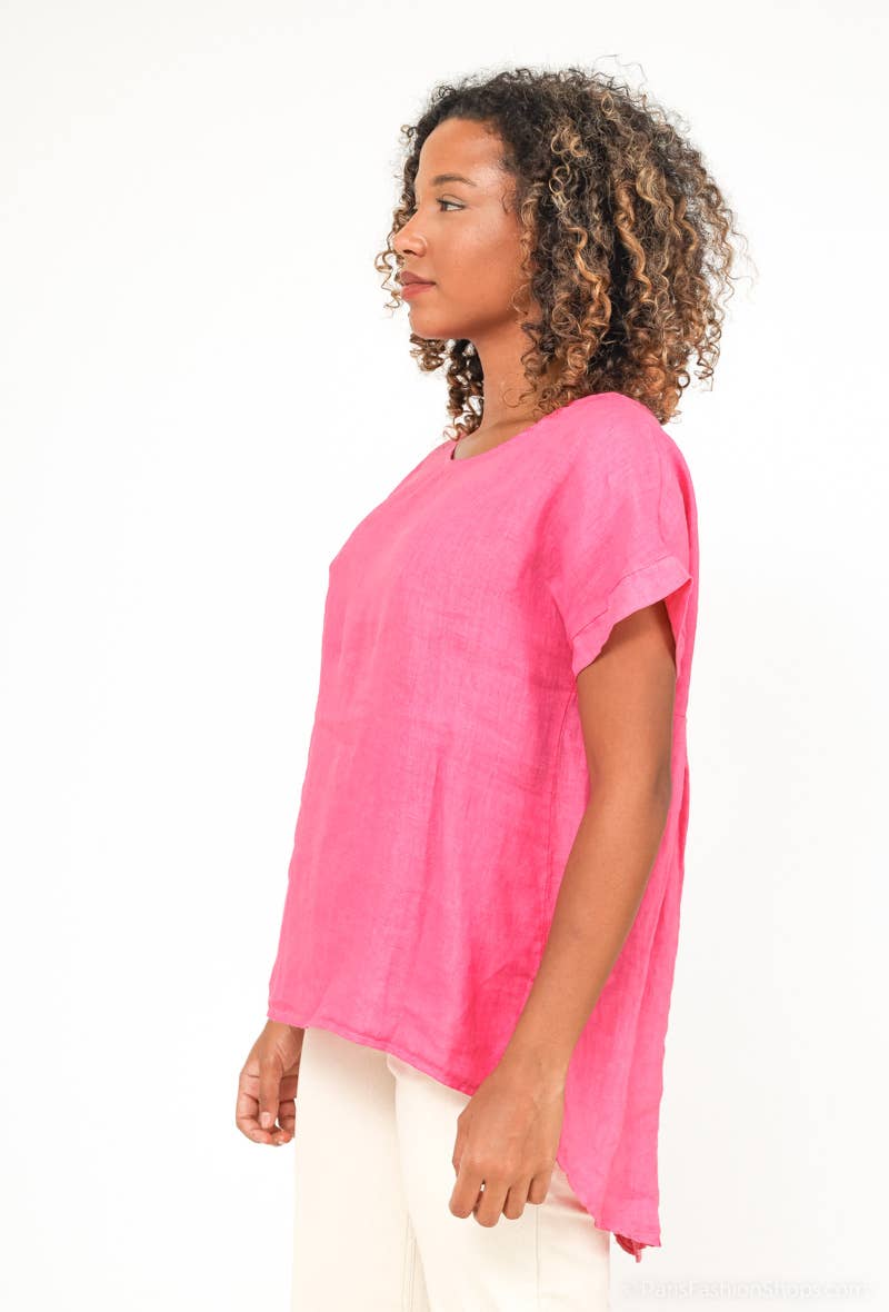 L'Emotion – wholesale Tunic – Women’s – Buttoned Back Opening T-Shirt 100% Linen6