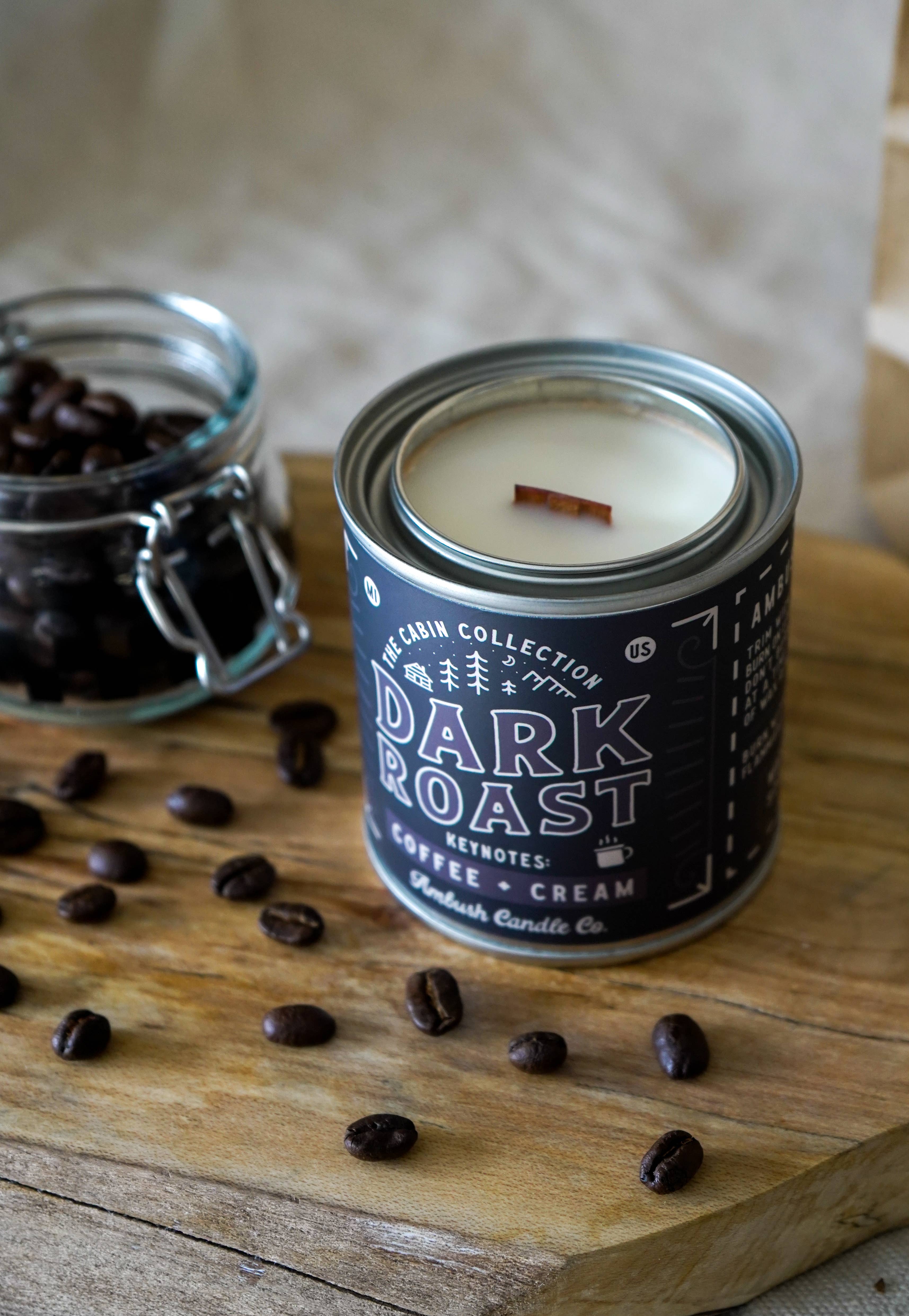 Ambush Candle Co. - Venta al por mayor Velas en tarros - Dark Roast | Vela de soja de 8 oz con café y crema4