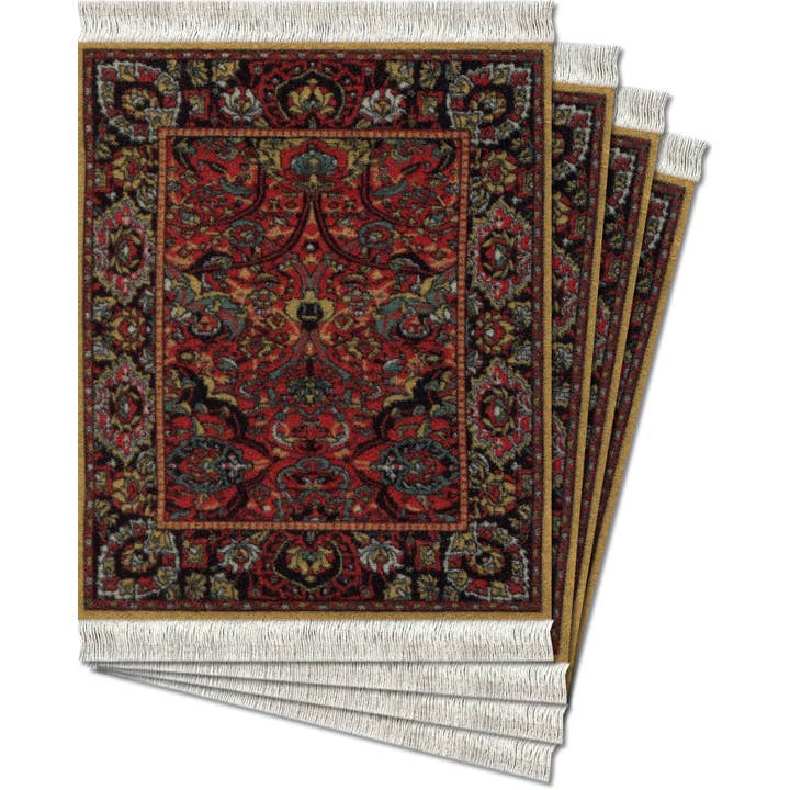 4 Pc CoasterRug Set Floral Arabesque for wholesale by Mouse Rug
