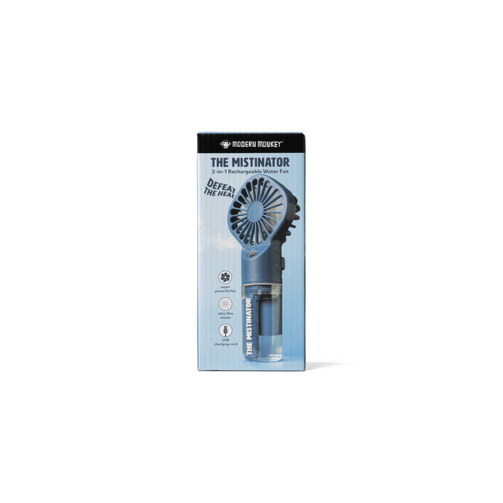 DM Merchandising – Ventoinha elétrica portátil por atacado – Modern Monkey The Mistinator Ventilador Recarregável 2 em 1 com Nebulizador de Água12
