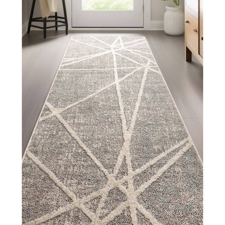Well Woven - Wholesale Runner Rug - Custom Size Runner Telas Modern Geometric Grey Choose Length6