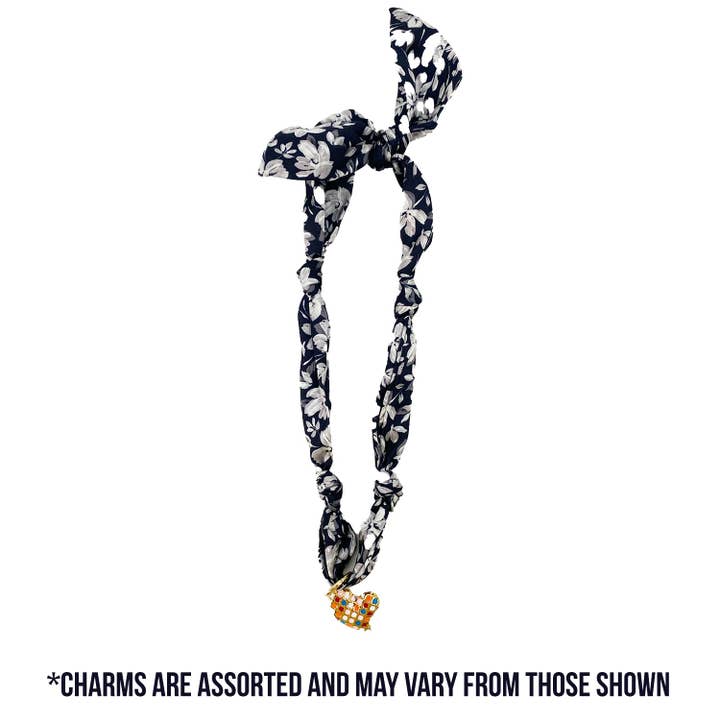 TW-1009 SCARF NECKLACE WITH CHARM for wholesale by Girlie Girl Originals