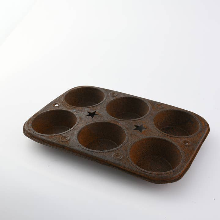 Teglia di latta con ritagli a stella, rustica lunga 10,5 pollici - decorativa non adatta per la cottura per la vendita all'ingrosso da parte di Birch Maison