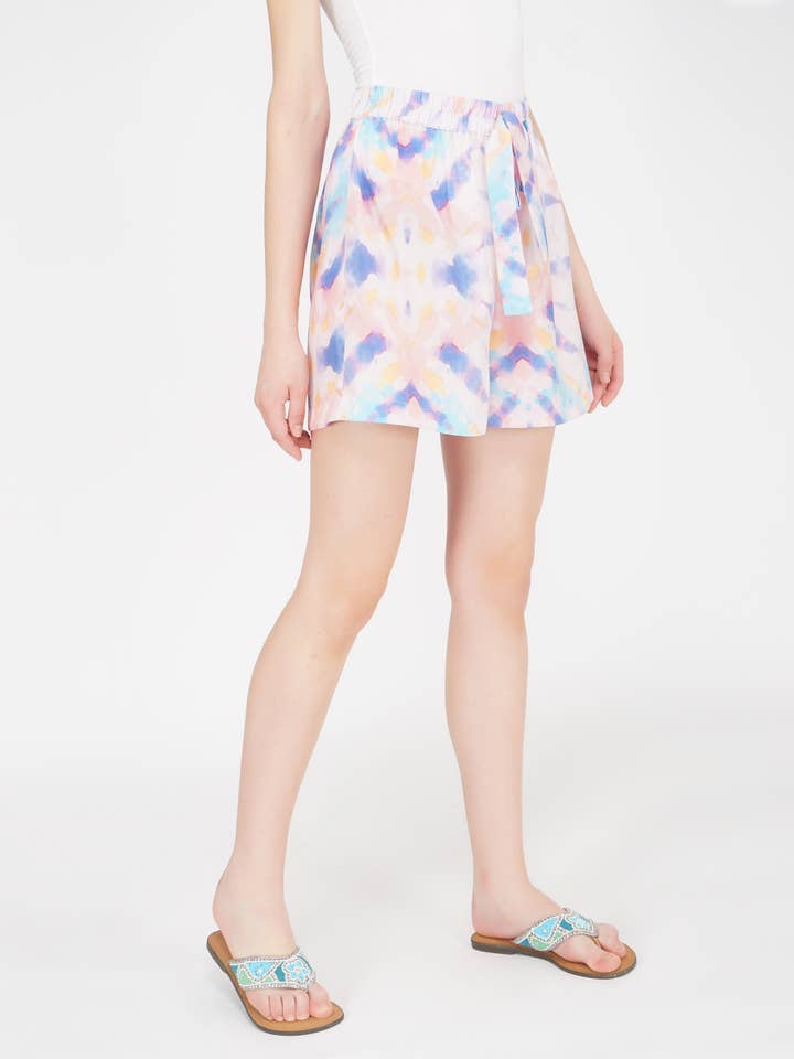 America & Beyond - Wholesale Shorts - Women's - Sunkist Tie Dye Flowy Shorts