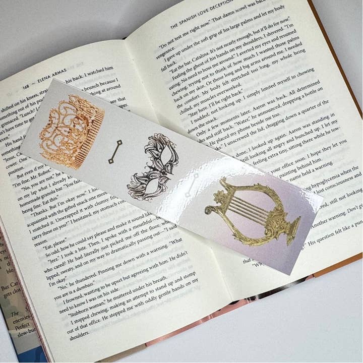 Treasured Tropes Paper Co - Vente Marque-page - Marque-page Dread Trove Nesta, ACOSF ACOTAR, couronne de masque de harpe,2