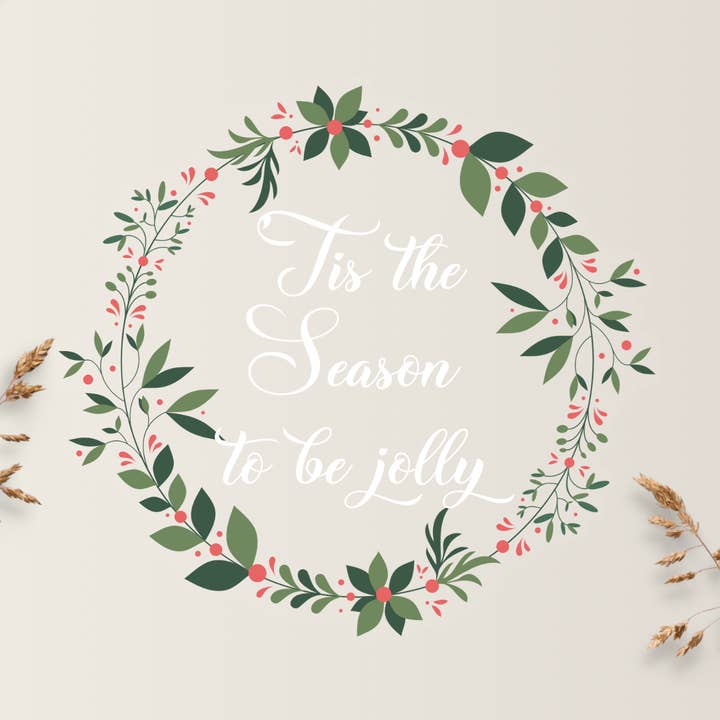 CLEAR WEATHERPROOF CHRISTMAS TIS THE SEASON VINYL STICKER for wholesale by Drifting Souls Paper Co.