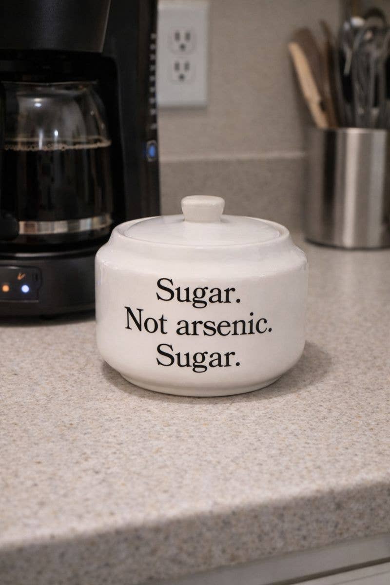 Buffalovely - Wholesale Serve Bowl - Sugar, Not Arsenic, Sugar 13oz Porcelain Sugar Bowl with Lid0