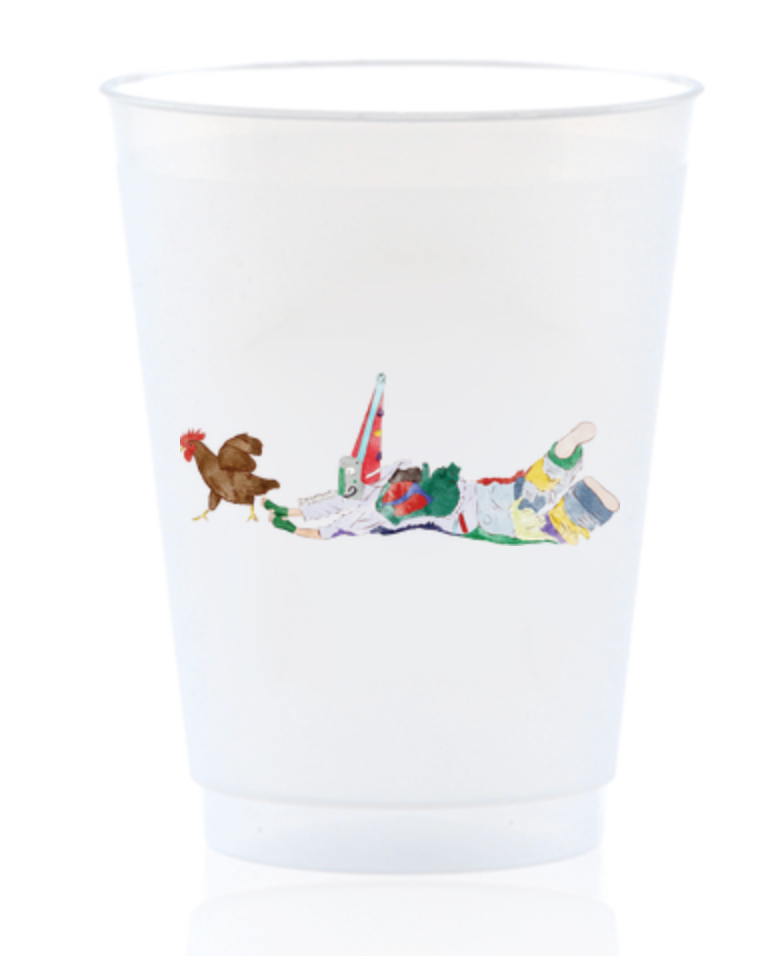M2B Designs - Wholesale Disposable Cup - Mardi Gras Chicken Run Shatterproof Cup0