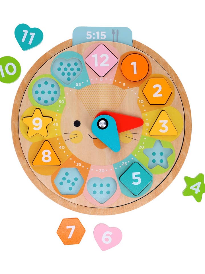 Multi-Language + Counting + Colors Wooden Learning Clock for wholesale by Chronicle Books