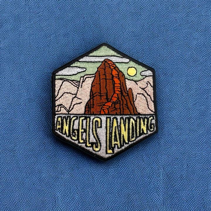 Angels Landing, Zion NP, Utah | Embroidered Hexagon Patch for wholesale by Blue Bison Apparel