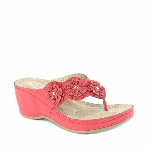 Atalina - Vendita all'ingrosso Zeppa - Donna - Sandali comfort con zeppa media e tomaia con ornamento DW3463