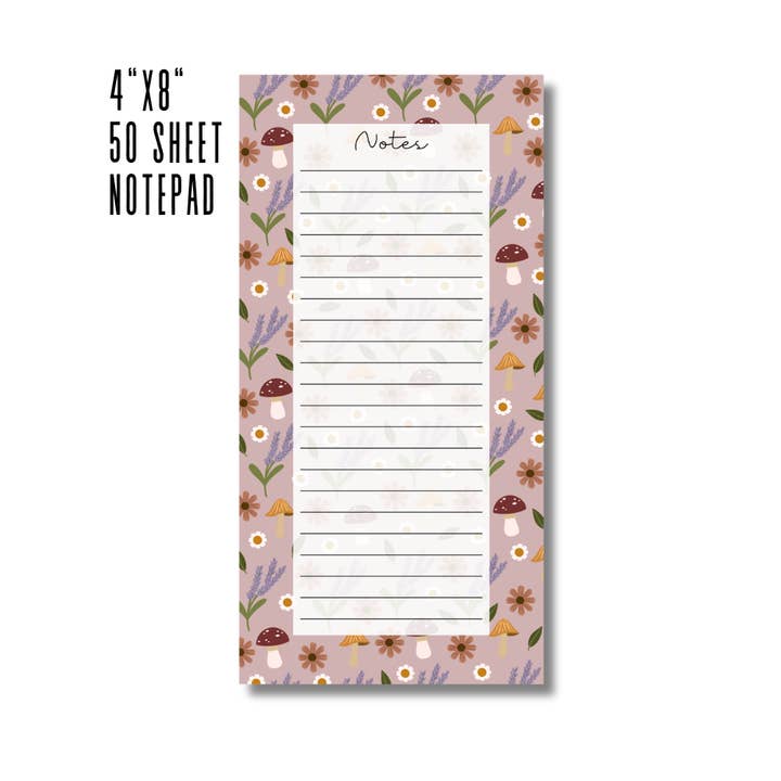 Oak Shore Collective LLC - Wholesale Notepad - Mushroom Notepad | 4x8" 50 sheets