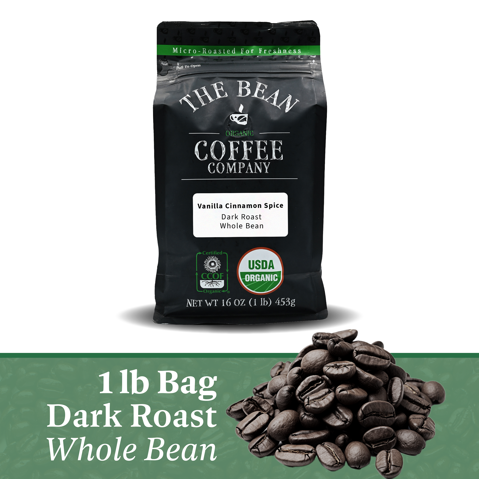 The Bean Coffee Company - Wholesale Ground Coffee - DECAF Organic Holiday Bean ~ Vanilla Cinnamon Spice Flavored Coffee8