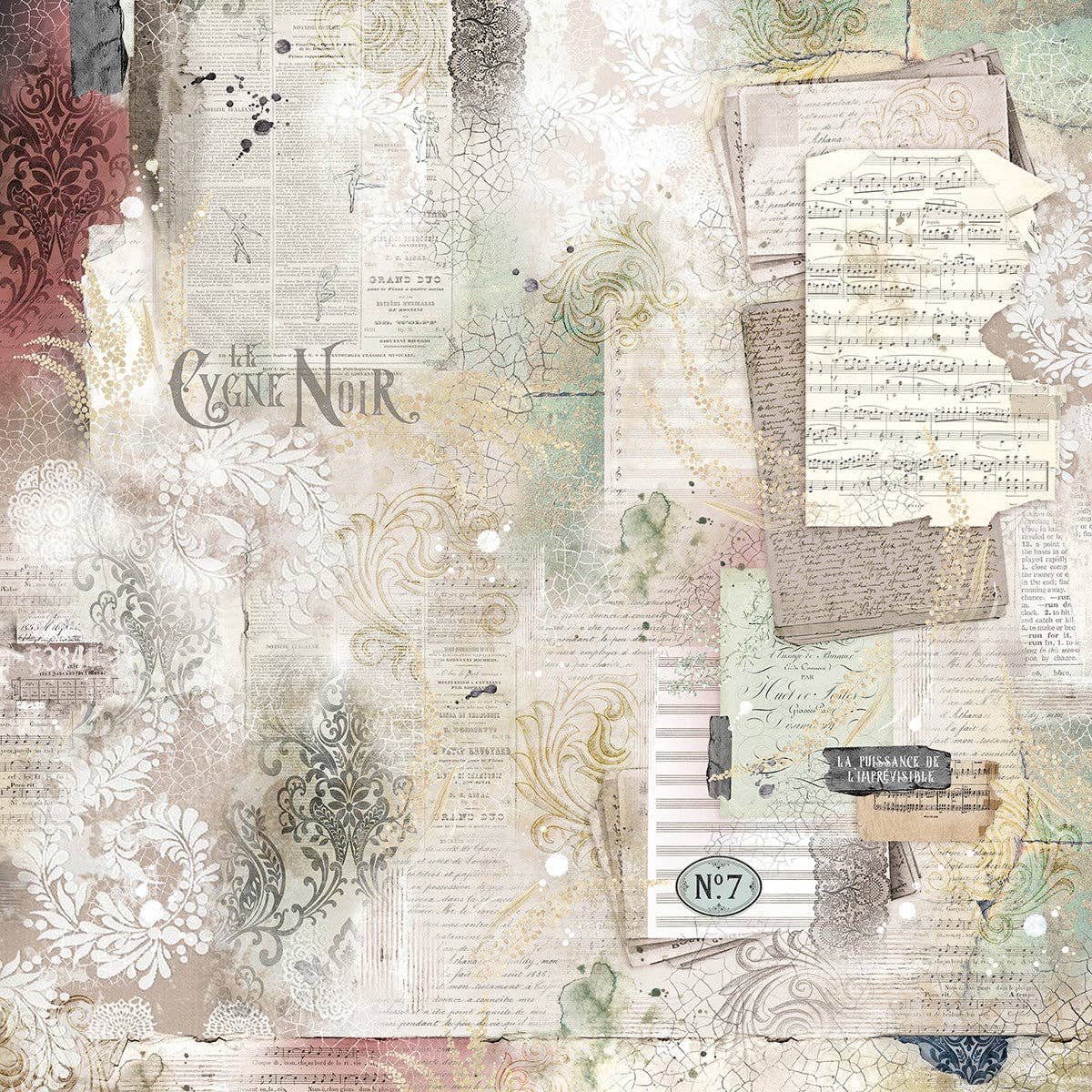 Ecstasy Crafts Distributing - Wholesale Scrapbook - Ciao Bella Cygne Noir Paper Pad 12x12 12/Pkg8