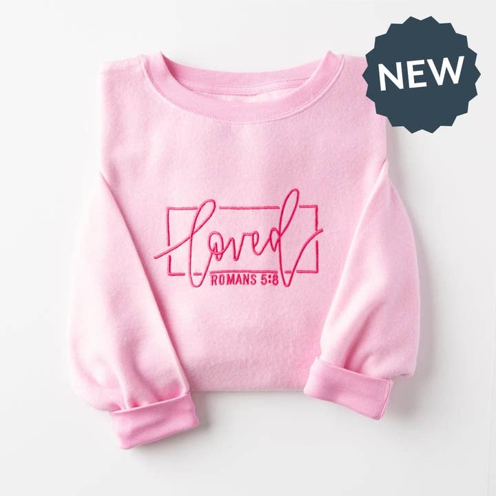Embroidered Loved Fuzzy Sweatshirt for wholesale by Love in Faith