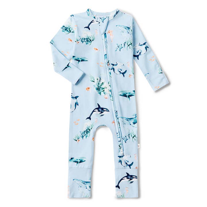 Snuggle Hunny - Vendita all'ingrosso Pigiamino - Neonati - Tutina convertibile Blue Ocean Organic Snugglesuit1