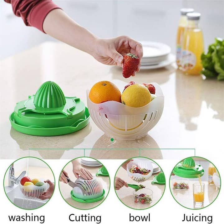 Salad Cutter Bowl and Juicer Multifunctional Fruit and vegie and other Purchase Wholesale fruit salad. Free Returns & Net 60 Terms on Faire trending on Faire.