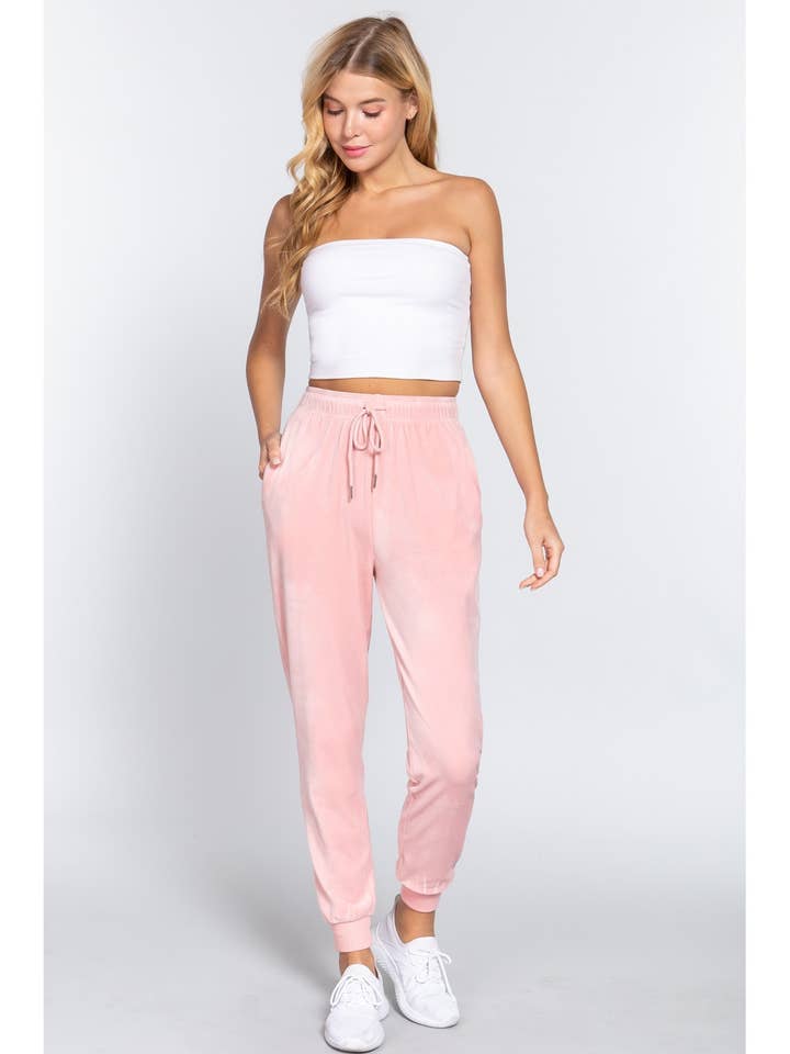 VELOUR LONG JOGGER PANTS for wholesale by Honey J