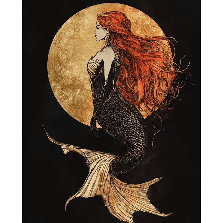 Mowbi - Wholesale Art Print - Gothic Mermaid - Wall Art Print - Ocean Seaside Beachcore - 8"x10" Artwork - 11"x14" Matte