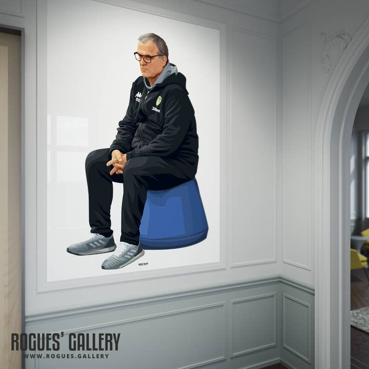 Bielsa's Blue Bucket - Leeds Utd - A0, A1 or A3 Print for wholesale by Rogues' Gallery