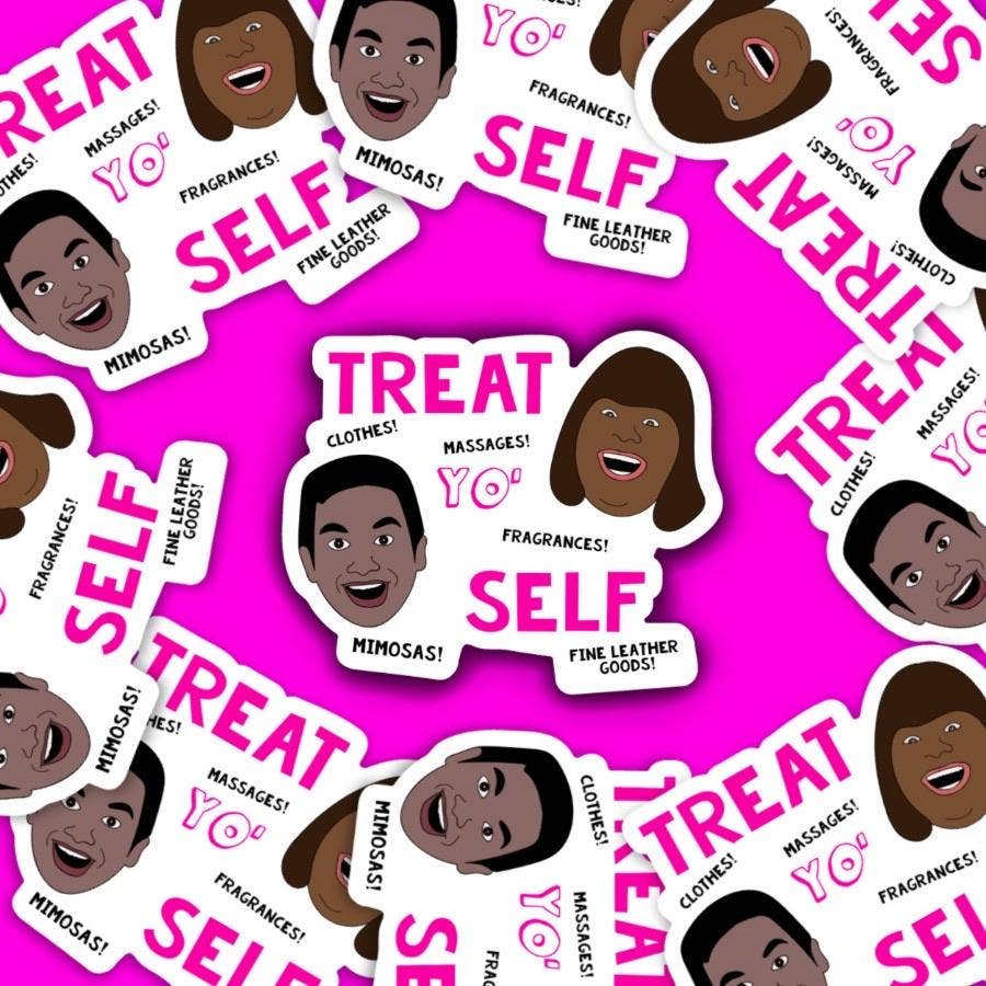 The Foxy Hipster - Vente Autocollant - Autocollant en vinyle "Parks and Recreation Treat Yo Self"1