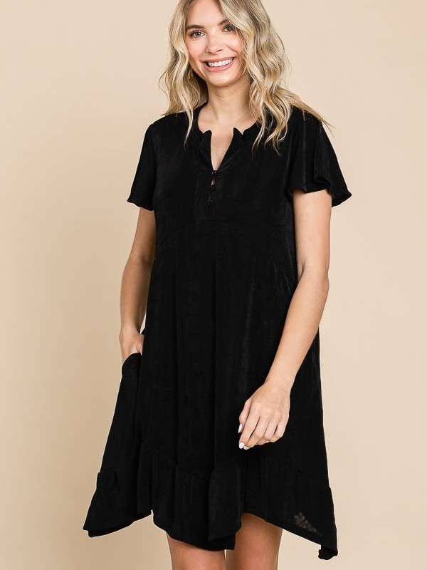 Culture Code - Wholesale Dress - Women's - CRD1501 - UNEVEN RUFFLE HEM FLARE DRESS