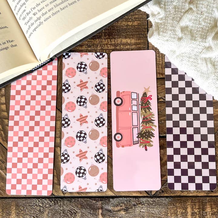 Little Turkey Shoppe - Wholesale Bookmark - Retro Pink Van Christmas Bookmark Set8