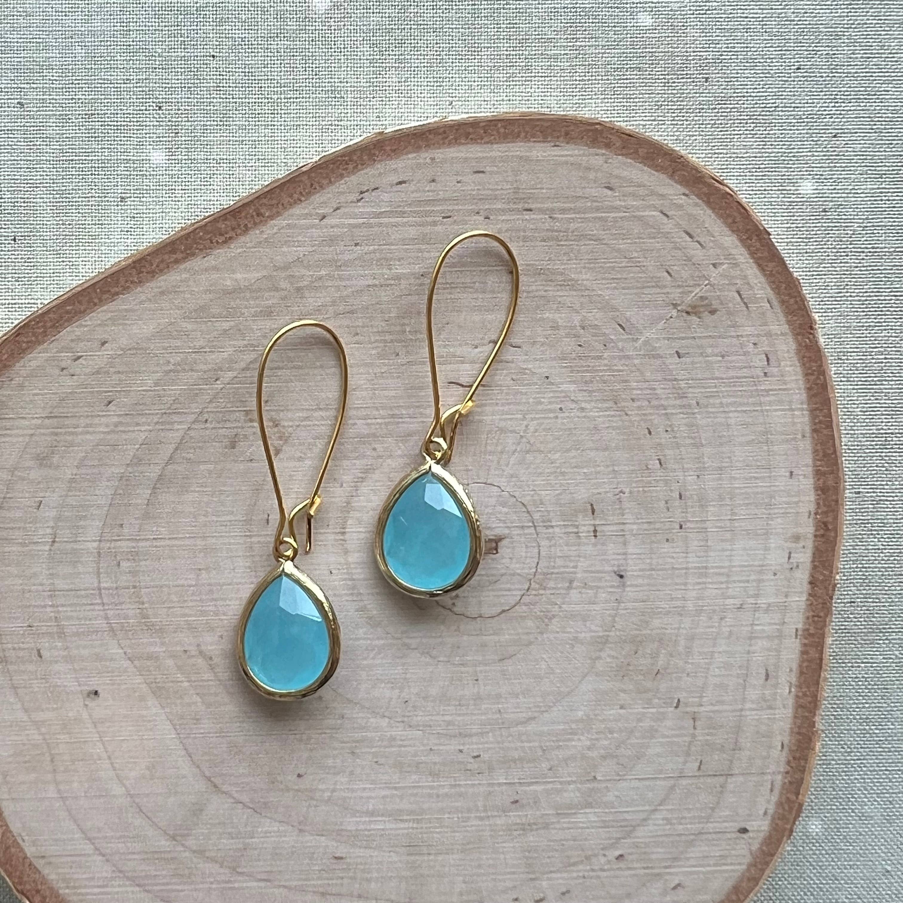 Dana Herbert – wholesale Hängande örhängen – Guld Jane Bezel glas Korta dinglande örhängen6