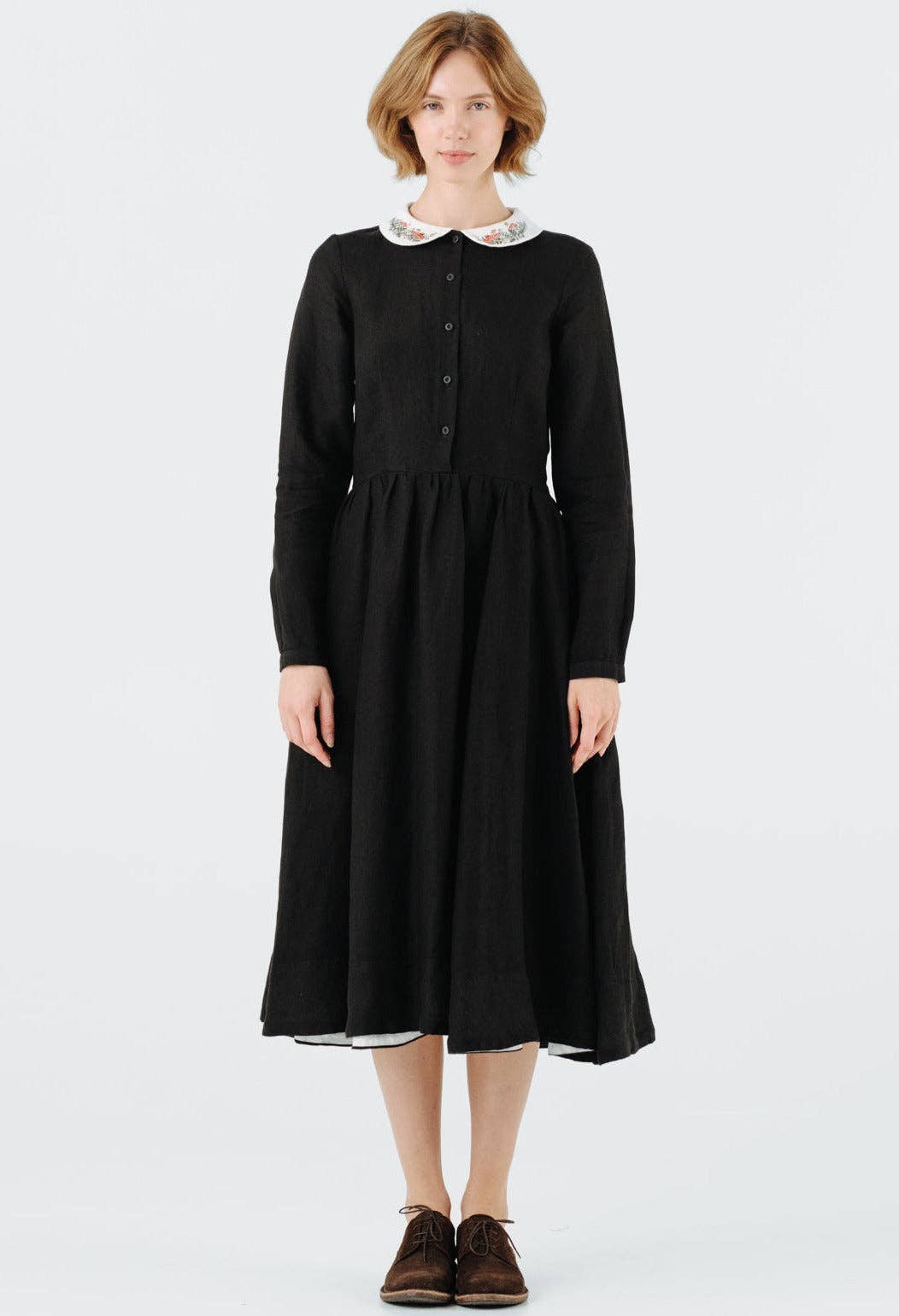 Son de Flor - Wholesale Dress - Women's - Classic Dress with Embroidered Wildwood Collar, Long Sleeve14