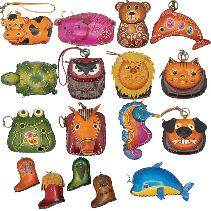 Leather Animal Wristlet Purses for wholesale by Pawnee Bill’s