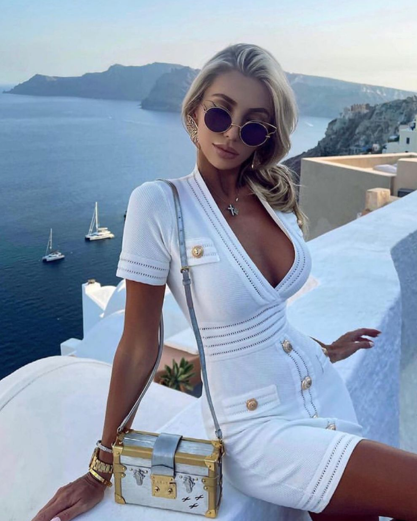 ALLARA - Vendita all'ingrosso Vestito - Donna - Abito aderente in maglia bianca Morgan1