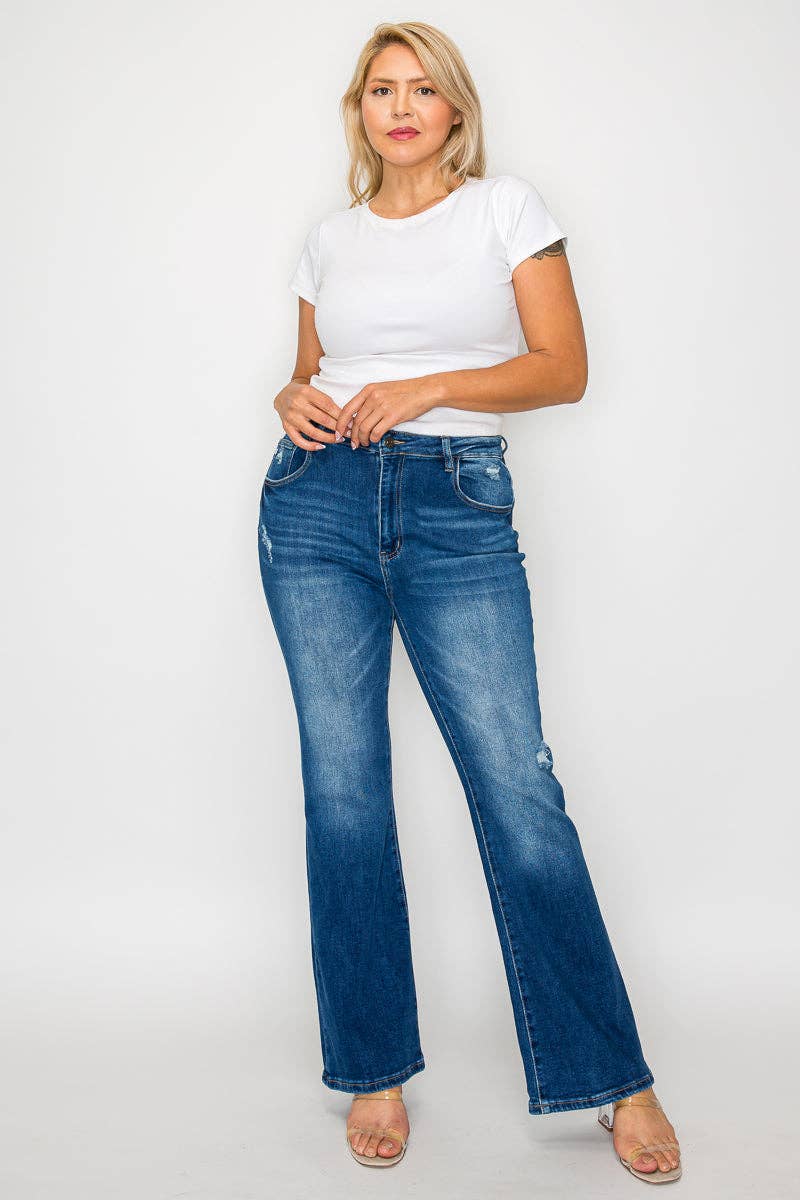 Blå PLUS SIZE HØJTALJET BOOT CUT BEN #BT5022X for engroshandel på Faire0