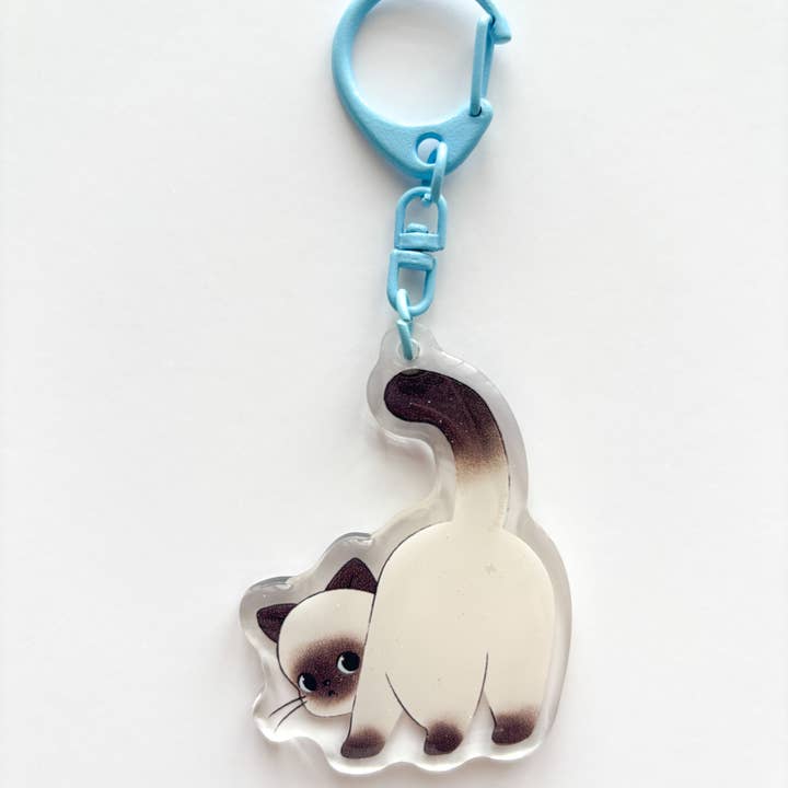 Cheeky Siamese Glitter Acrylic Keychain for wholesale by goyangii