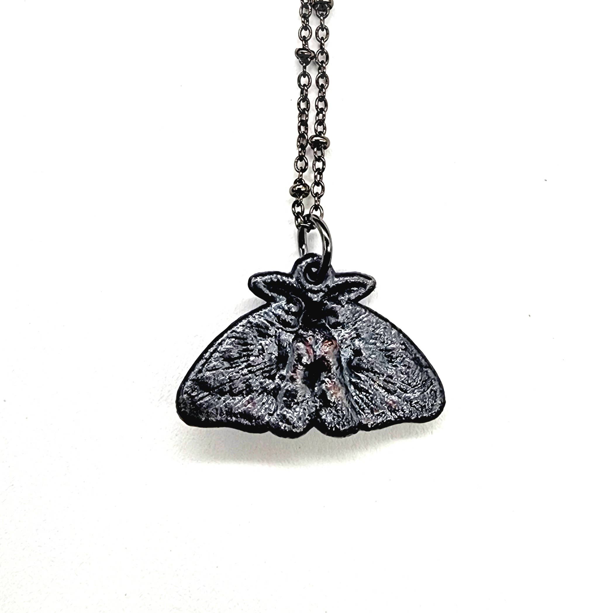 MergingMetals - Wholesale Pendant/Charm Necklace - Rainbow Moonstone Moon Phase Moth Necklace // Electroformed 4