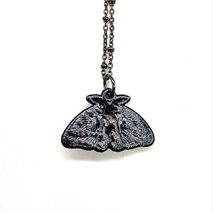 MergingMetals – wholesale Pendant/charm necklace – Rainbow Moonstone Moon Phase Moth Necklace // Electroformed 4