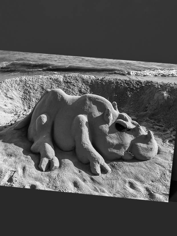 Lissabon / Nashorn im Sand 380-486-A / Grußkarte für den Großhandel von Eliot Siegel & The British Art Gallery