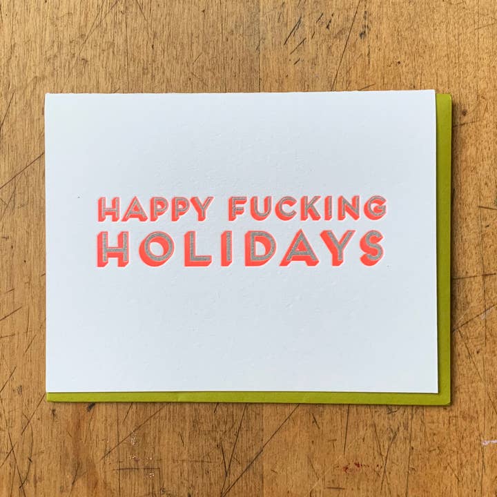 Tarjeta Feliz Follando Vacaciones para venta al por mayor de Letterpress PDX