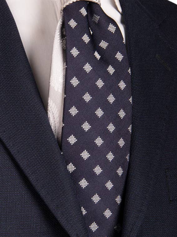Blå Grå Silver Ceremoni Slips Kontrastknut Grå Silver Mönster N2943 för wholesale av Graffeo Cravatte