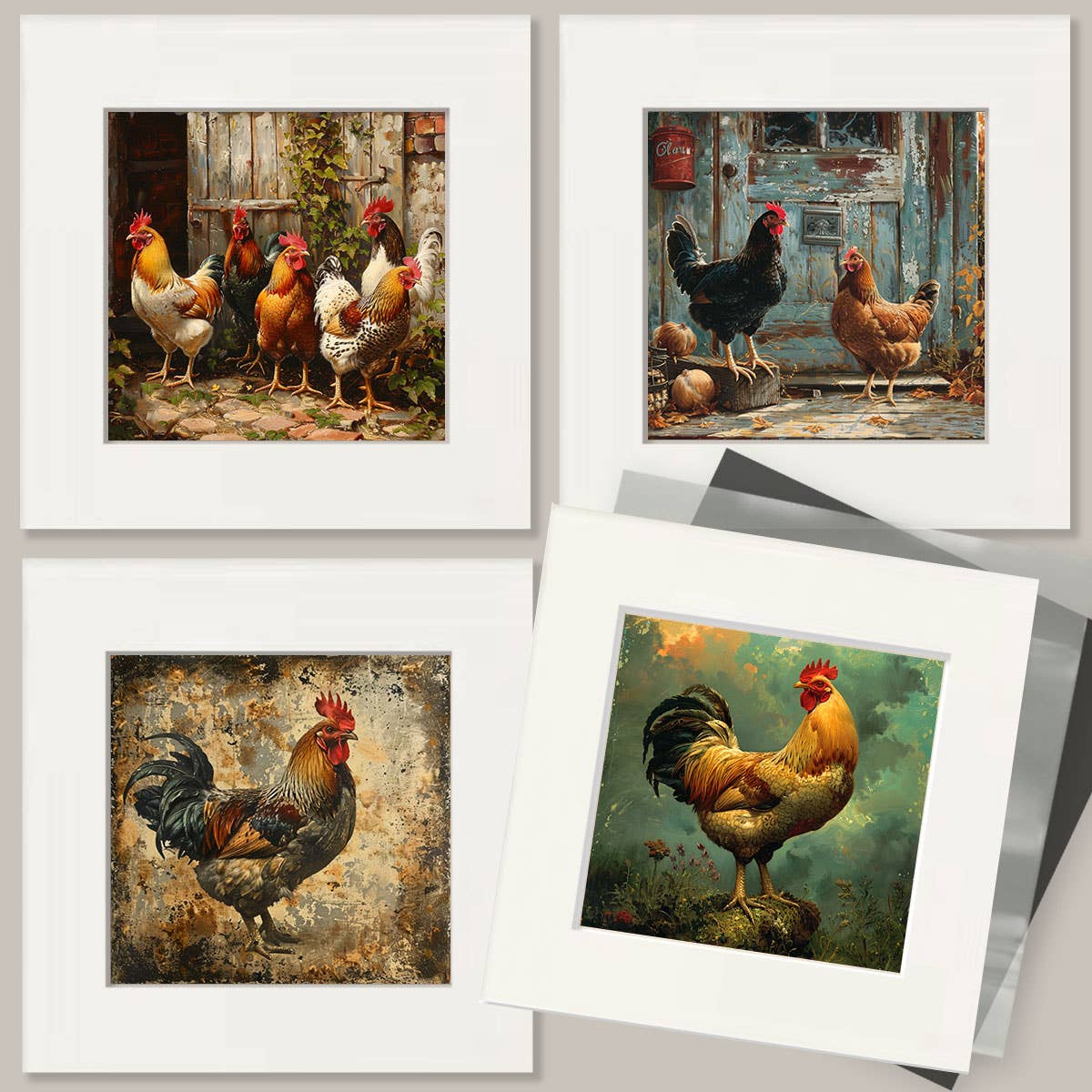Mowbi - Wholesale Art Print - Mowbi's Chicken Farmcore Farmhouse Decor - 8"x8" Wall Art Print - Patchwork Poultry4