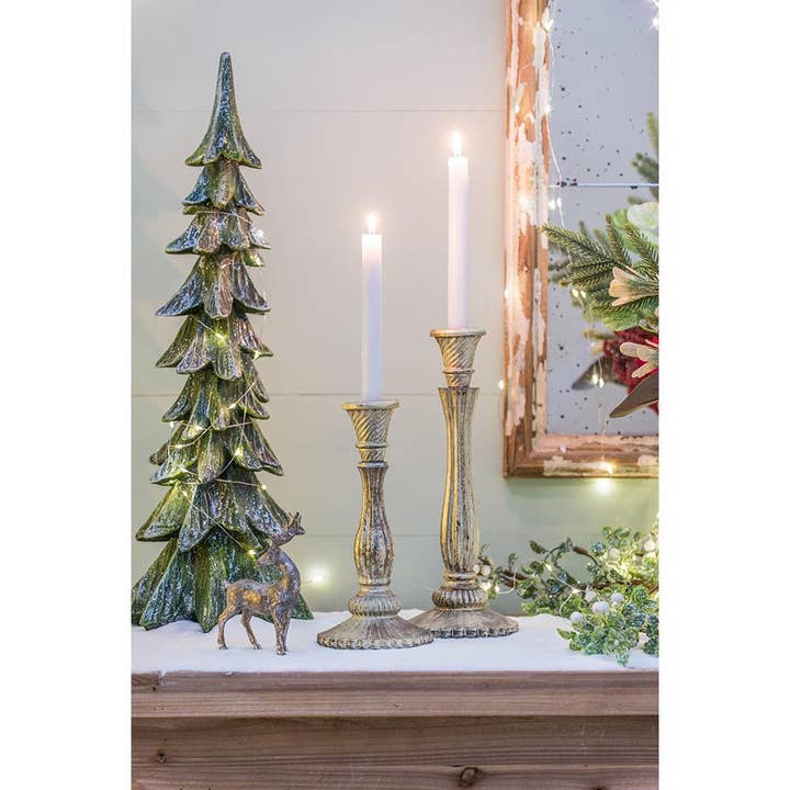 A&B Home Group Inc. - Wholesale Christmas Decoration - D4x9"H Burnt Mercury Glass Taper Candle Holder - Gold9