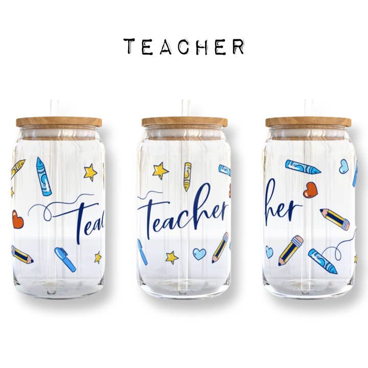 Teacher Glass Tasse, 16 oz für den Großhandel von Aura Simply Creates