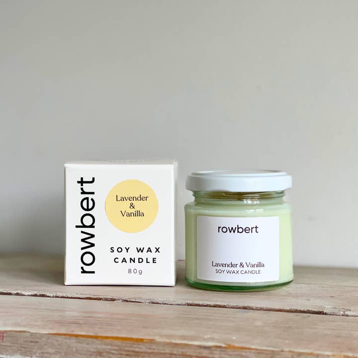 Lavender & Vanilla Soy Wax Candle for wholesale by Rowbert