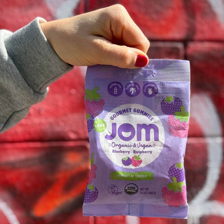 JOM - Wholesale Gummy - Swedish Organic and Vegan Sour Blueberry & Raspberry Gummies1