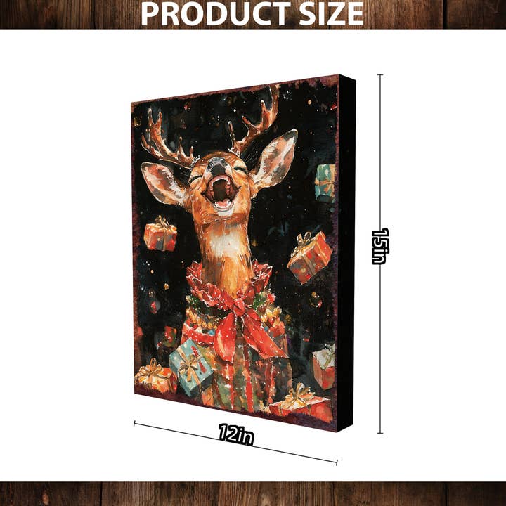 TX USA Corporation - Wholesale Christmas Decoration - 15in Christmas Deer Table Decor | Holiday Tabletop Decoration | Wooden Indoor Party Decor | 15x12in