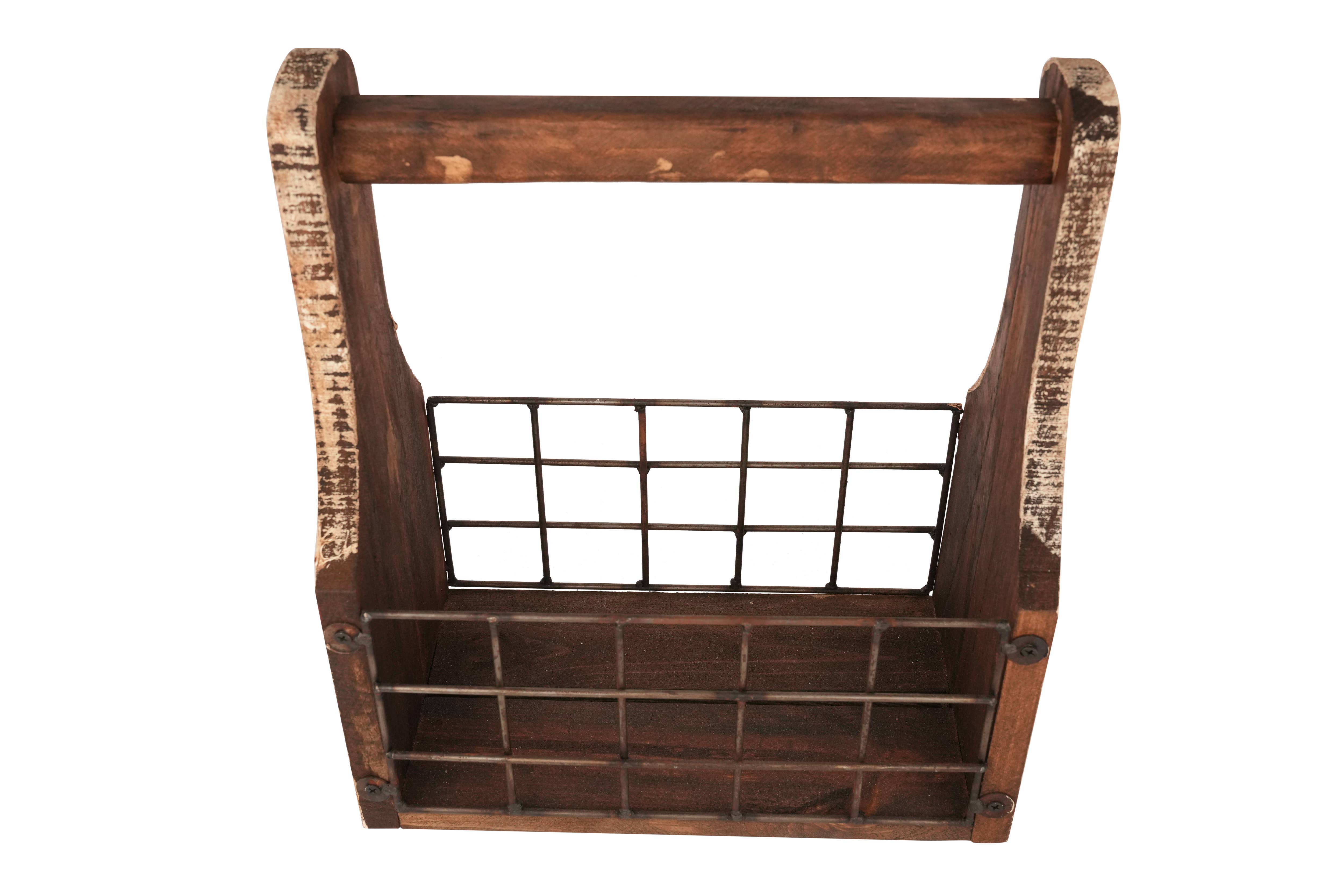My Amigos Imports - Wholesale Magazine Rack - Farmhouse Wooden Tray-Magazine Holder-7Wx13Lx14H inch6