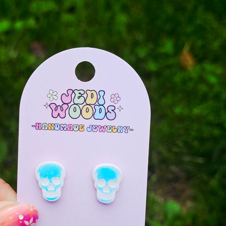 Brincos de Caveira com Mudança de Cor Azul e Roxo por atacado de Jedi Woods LLC