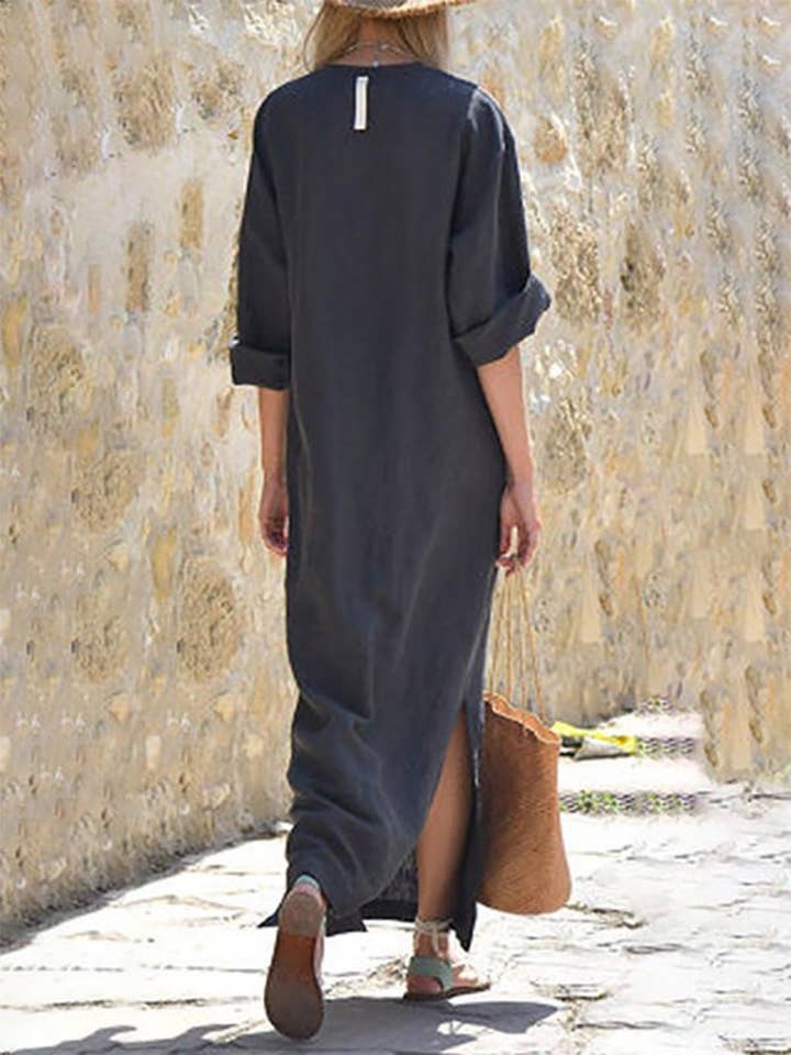 Chicto - Wholesale Dress - Women's - Summer Daily Half Sleeve Slit Women Dress